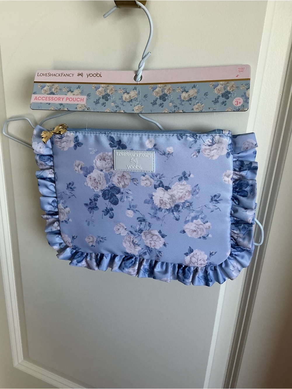 LoveShackFancy Blue Floral Ruffle Accessory Pouch - Picture 3 of 3